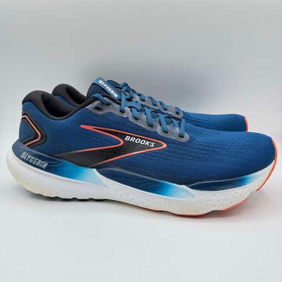 Brooks Glycerin 21 Blue Opal Black Nasturtium Road Running Sneakers Men’s 13 - Picture 2 of 8